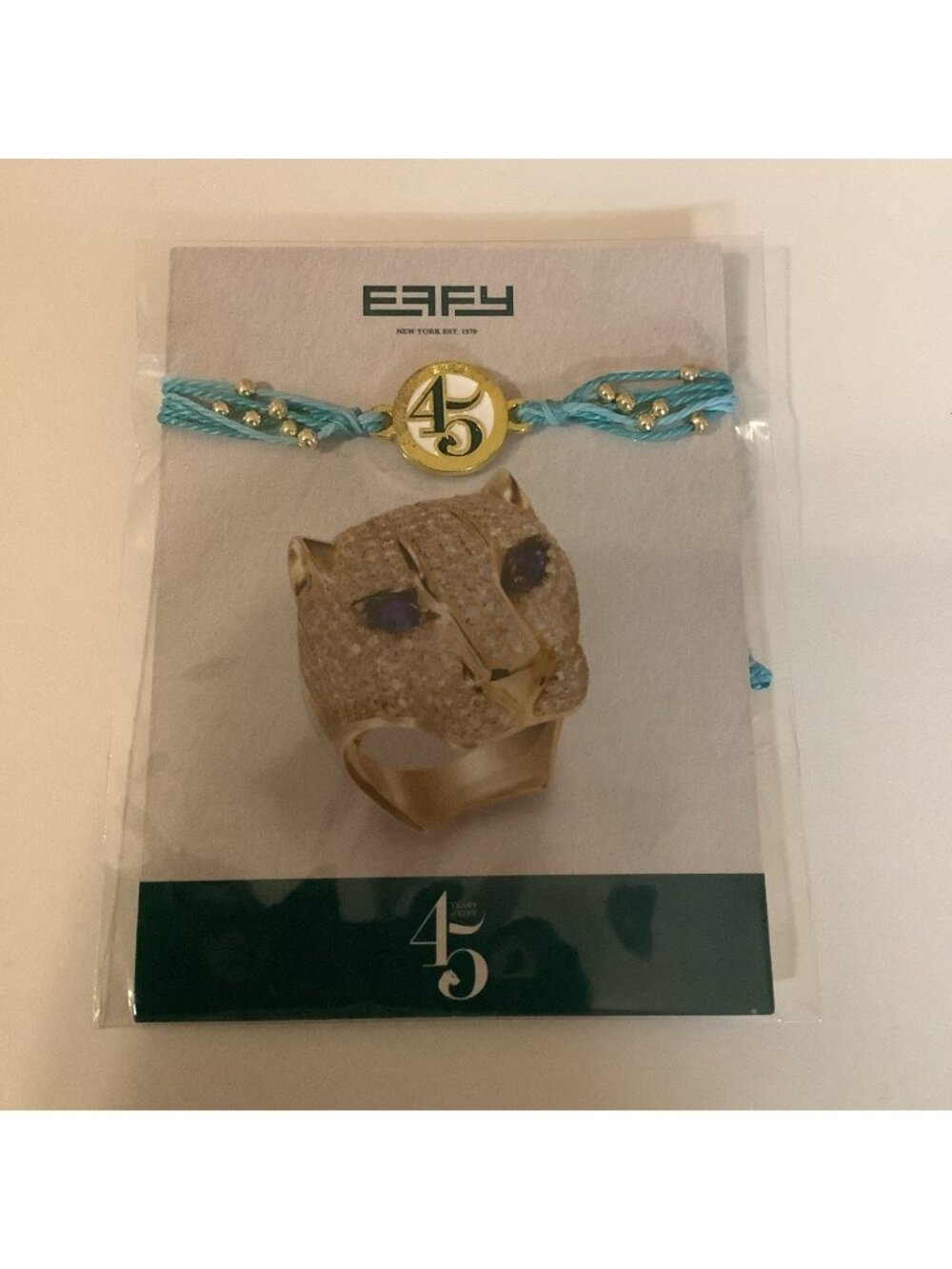 Effy Womens 45th Anniversary Bracelet Turquoise Gold Tone Cord Sealed, New